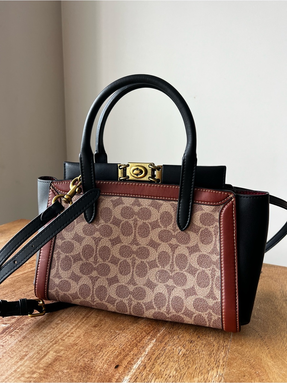 COACH Troupe Carryall in Signature Canvas Leather Tan Rust Multi Vintage